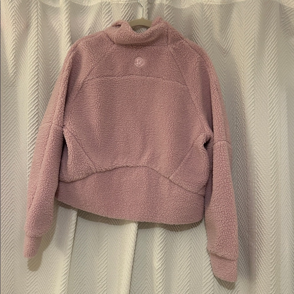 Lululemon Cozy Pink Tumbled Fleece Half Zip Pullover - Picture 6 of 7